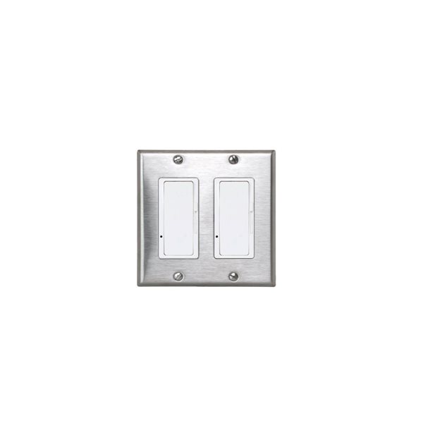 Eurofase Heating 2 Heater On/Off Paddle Switches and Stainless Steel 2-Gang Wall Plate