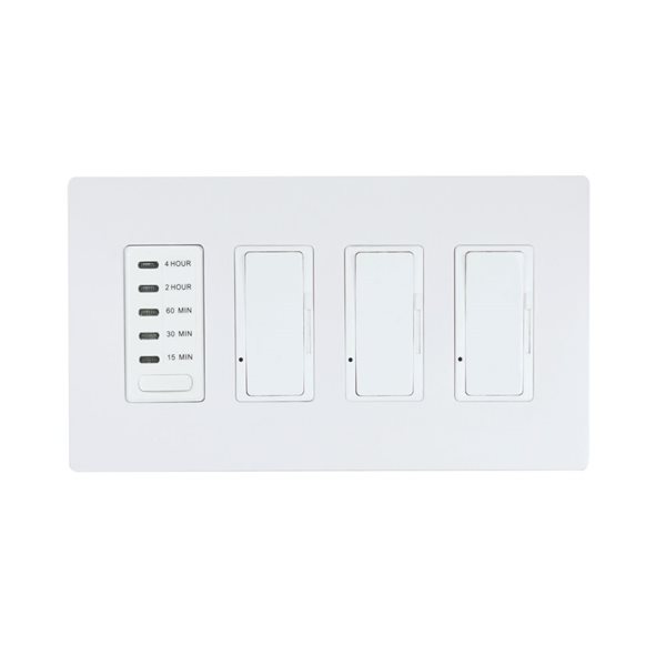 Eurofase Heating Timer and 3-Dimmer Combo and White Plastic Wall Plate