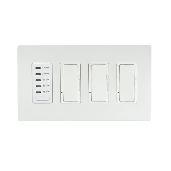 Eurofase Heating Timer and 3-Dimmer Combo and White Plastic Wall Plate