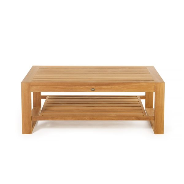 Table basse rectangulaire en teck Seville par ARB Teak & Specialties 47 x 24 po avec étagère