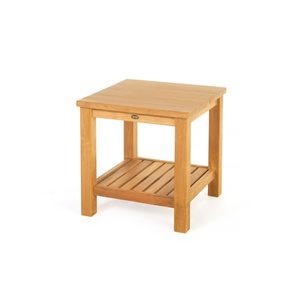 ARB Teak & Specialties Jay 24-in Teak Square Side Table with Shelf