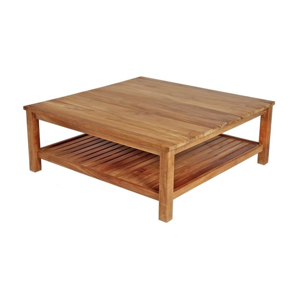 Table basse carrée en teck Jay par ARB Teak & Specialties 40 po avec étagère