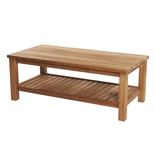 Table basse rectangulaire en teck Jay par ARB Teak & Specialties 48 x 24 po avec étagère