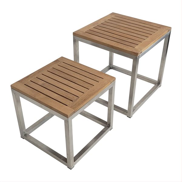 Ensemble de 2 tables d'appoint en teck Alea par ARB Teak & Specialties