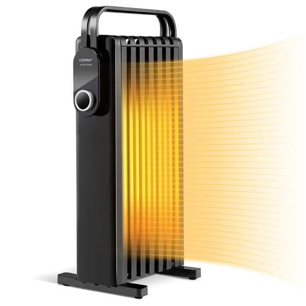 Costway 1500W 12.5A Electric Space Oil Filled Radiator Space Heater with Foldable Rack - Black