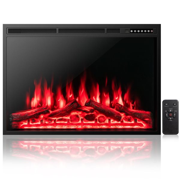 Costway 1500W 37-in Electric Fireplace Insert Heater with Log Flame Effect and Remote Control