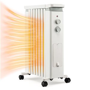 Costway 1500W White Oil Filled Radiator Heater Electric Space Heater with Heat Settings