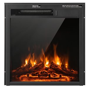 Costway 1500W 22.5-in Recessed Fireplace Electric Heater and Log Flame