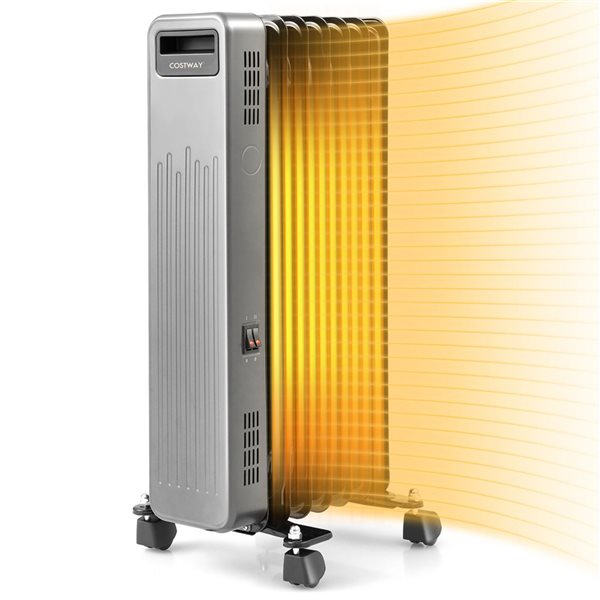 Costway 1500W Portable Electric Oil-Filled Radiator Heater with 3 Heat Settings