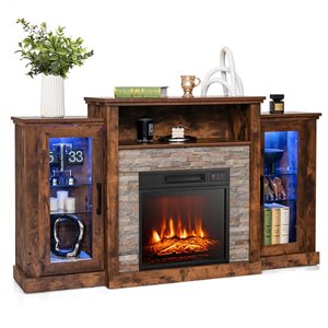 Costway 18-in Fireplace TV Stand with Led Lights for up to 65-in TV