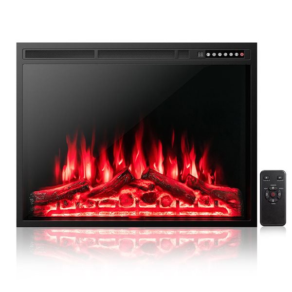 Costway 1500W 34-in Electric Fireplace Insert Heater with Log Flame Effect and Remote Control