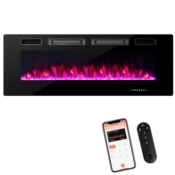 Costway 50-in Ultra-Thin Rectangle Electric Wall-Mounted Recessed Fireplace Heater