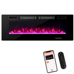 Costway 50-in Ultra-Thin Rectangle Electric Wall-Mounted Recessed Fireplace Heater