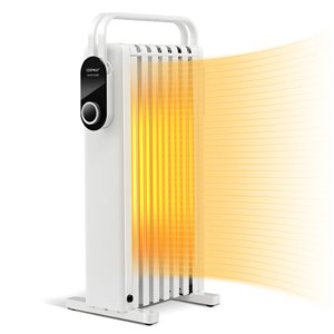 Costway 1500W White Electric Oil Filled Radiator Heater with Foldable Rack