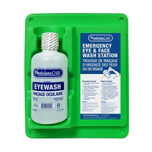 Station de lavage oculaire First Aid Central avec bouteille de lavage oculaire pleine de 1 L