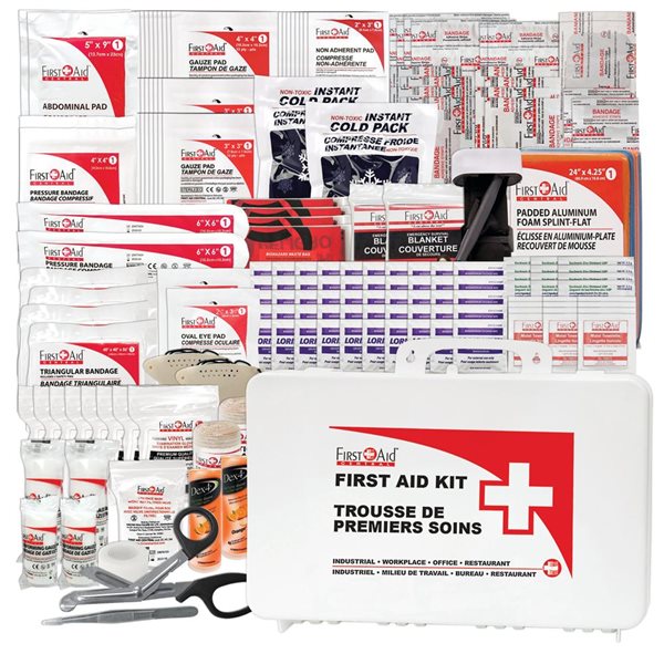 Trousse intermédiaire de premiers soins First Aid Central CSA classe 3, mallette en plastique