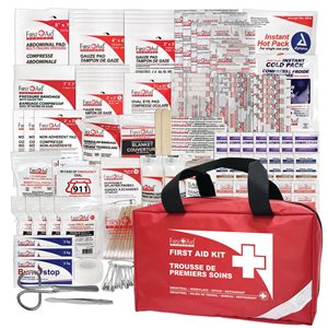Trousse de premiers soins polyvalente First Aid Central dans un sac en nylon