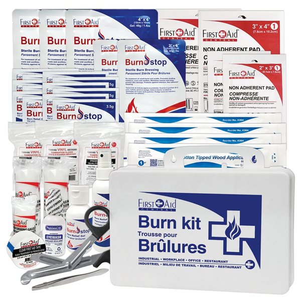 Grande trousse pour brûlures de First Aid Central, mallette en plastique