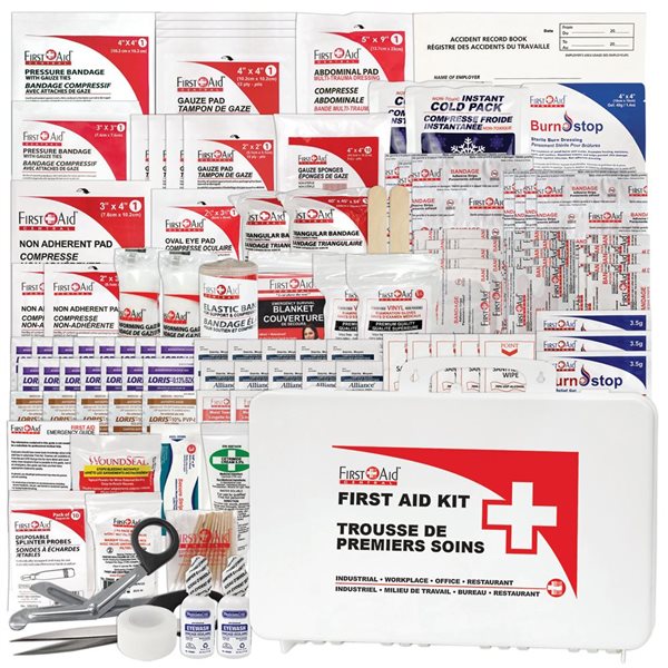 Trousse de premiers soins pour entrepreneurs First Aid Central conforme aux normes fédérales, mallette en plastique