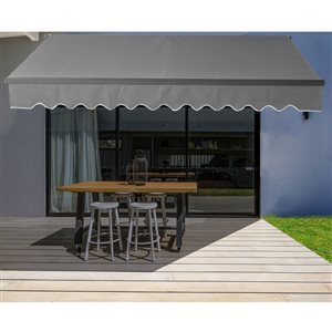 ALEKO Motorized Black Frame Retractable Home Patio Canopy Awning 12'x10' Grey