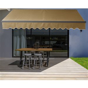 ALEKO Black Frame Retractable Home Patio Canopy Awning 12 x 10 ft sand