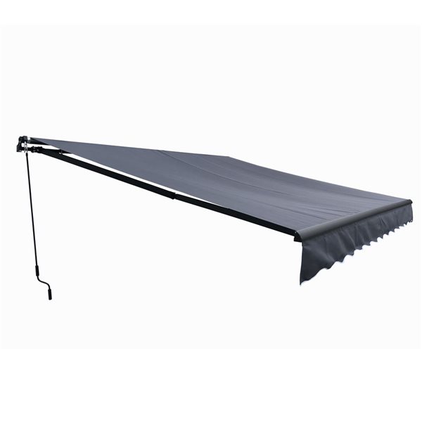 ALEKO Motorized Black Frame Retractable Home Patio Canopy Awning 16'x10' Grey