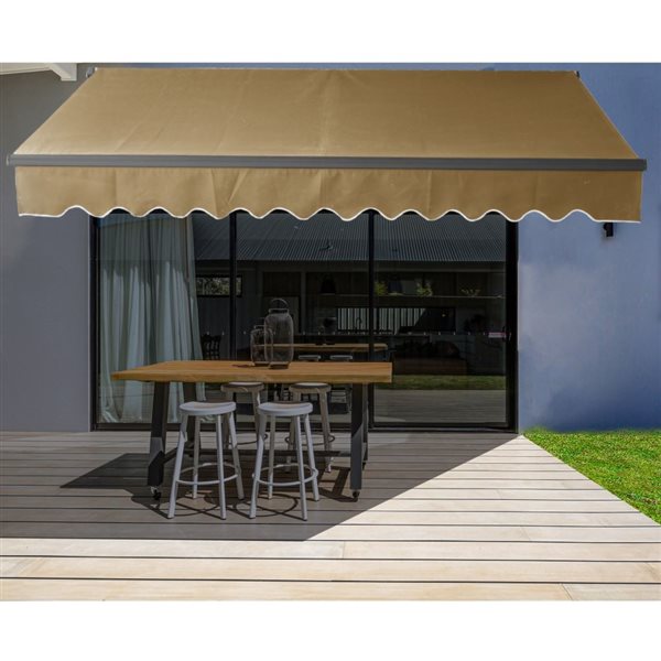 ALEKO Motorized Black Frame Retractable Home Patio Canopy Awning 10'x8' Sand