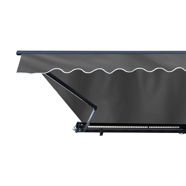 ALEKO Motorized LED Half Cassette Retractable Awning 20 X 10 Feet, Grey