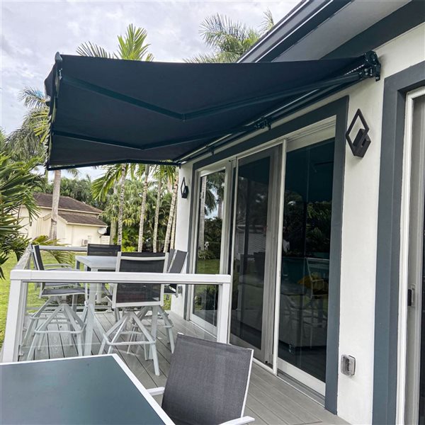 ALEKO Motorized Black Frame Retractable Home Patio Canopy Awning 20'x10' Black