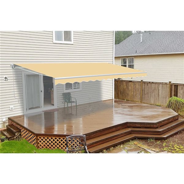 ALEKO Retractable Home Patio Canopy Awning 10 x 8 Feet Ivory Color