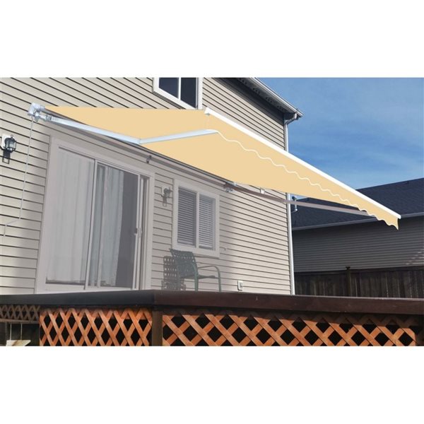 ALEKO Retractable Home Patio Canopy Awning 10 x 8 Feet Ivory Color