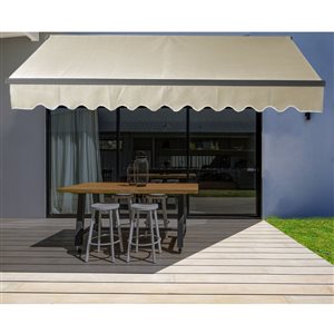 ALEKO Motorized Black Frame Retractable Home Patio Canopy Awning 12'x10' Ivory