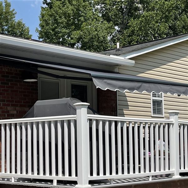 ALEKO Motorized Black Frame Retractable Home Patio Canopy Awning 10'x8' Grey