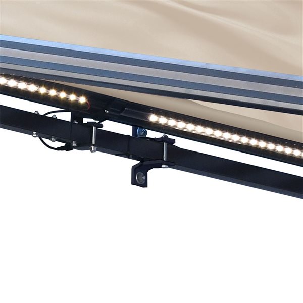 ALEKO Motorized LED Half Cassette Retractable Awning 12 X 10 Feet, Ivory