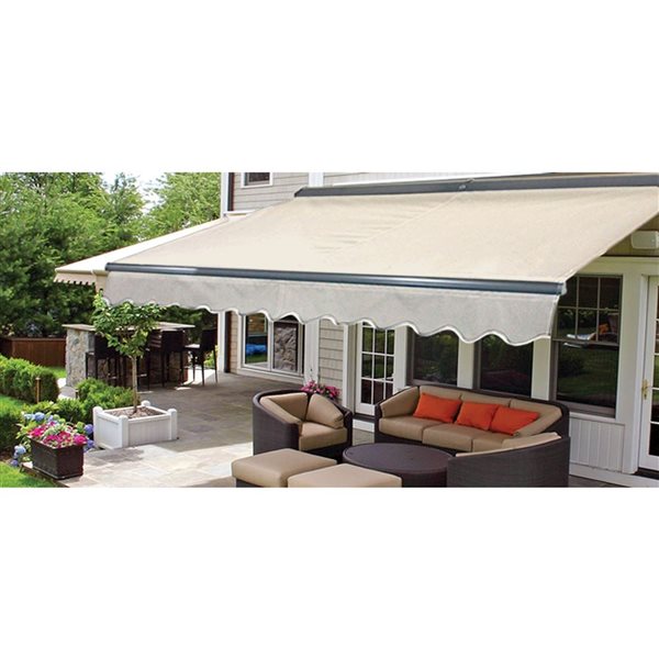 ALEKO Motorized LED Half Cassette Retractable Awning 12 X 10 Feet, Ivory