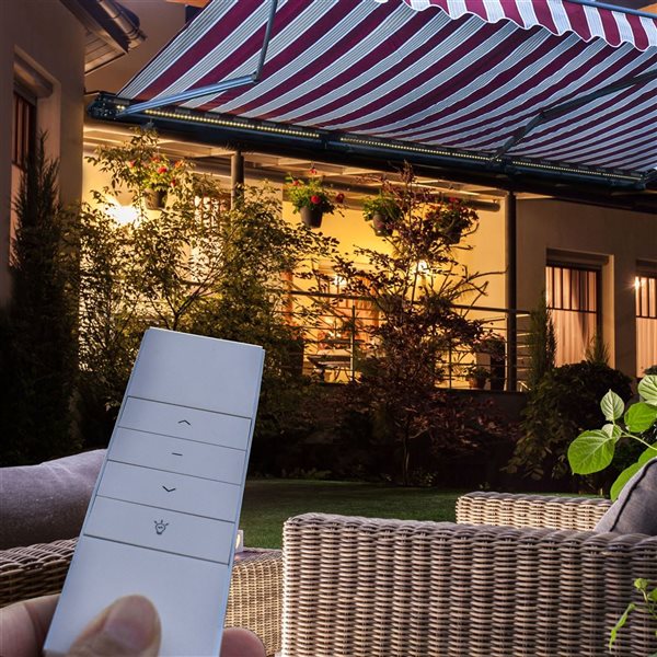 ALEKO Motorized LED Half Cassette Retractable Awning 12 X 10 Feet, Ivory