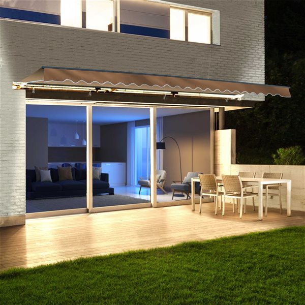 ALEKO Motorized LED Half Cassette Retractable Awning 20 X 10 Feet, Sand