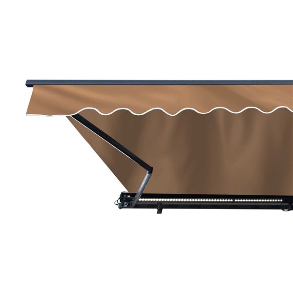 ALEKO Motorized LED Half Cassette Retractable Awning 20 X 10 Feet, Sand