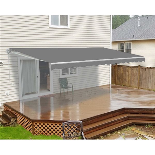 ALEKO Retractable Home Patio Canopy Awning 10 x 8 Feet Grey Color