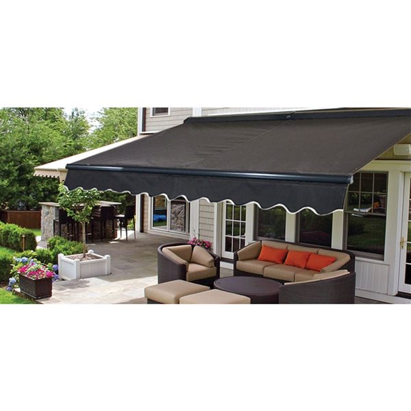 ALEKO Motorized LED Half Cassette Retractable Awning 12 X 10 Feet,Black