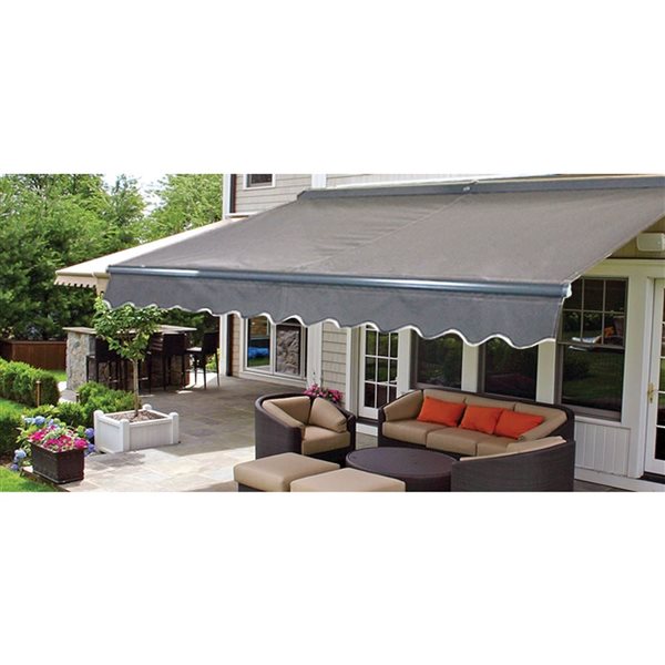 ALEKO Motorized LED Half Cassette Retractable Awning 12 X 10 Feet, Grey