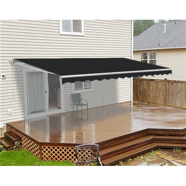 ALEKO Retractable Motorized Patio Awning 16 x 10 Feet  Black Color