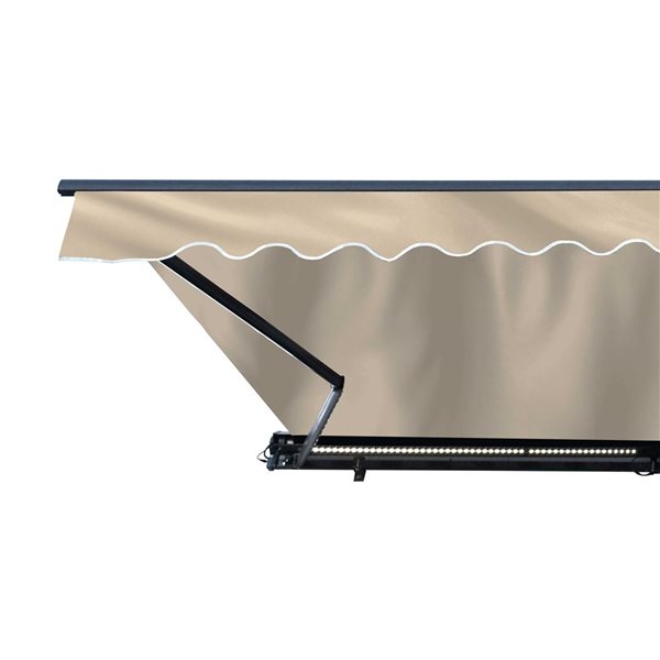 ALEKO Motorized LED Half Cassette Retractable Awning 20 X 10 Feet, Ivory