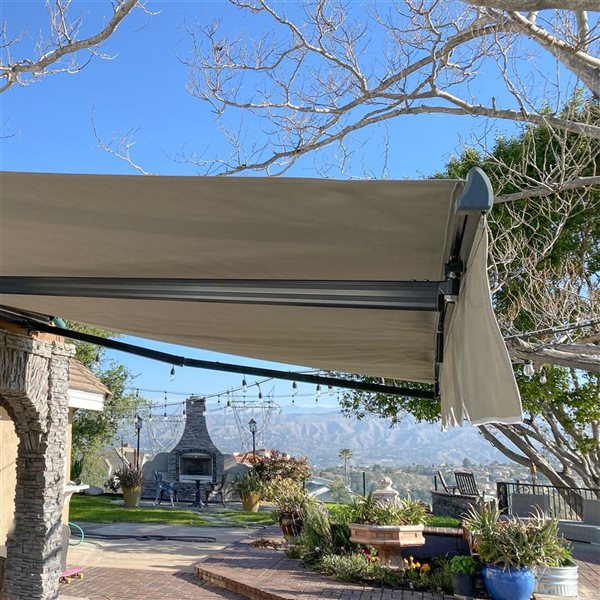 ALEKO Retractable Motorized Patio Awning 16 x 10 Feet Ivory Color
