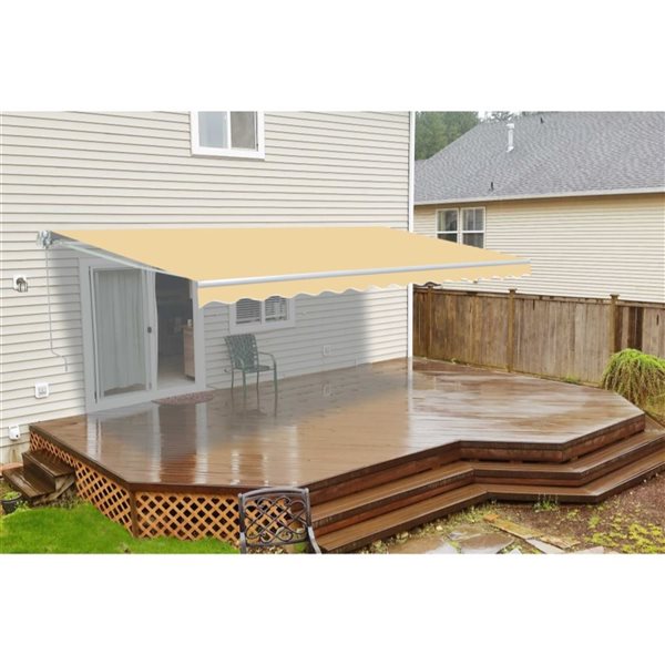 ALEKO Retractable Motorized Home Patio Canopy 10 x 8 feet Awning, Ivory Color