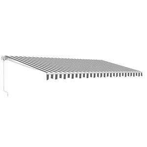 ALEKO Retractable Motorized Patio Awning 10X8 ft GREY/WHITE STRIPE