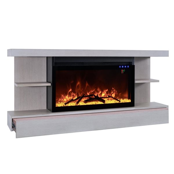 ActiveFlame Home Décor Series Fireplace Floating Mantel Shelf - Classic Grey Wood