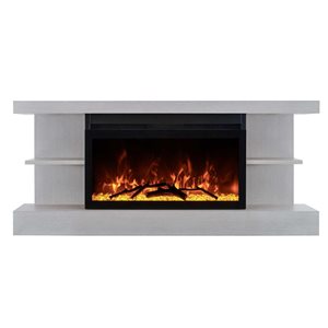 Foyer série Home Décor d'ActiveFlame suspendu avec manteau et éclairage, bois gris classique