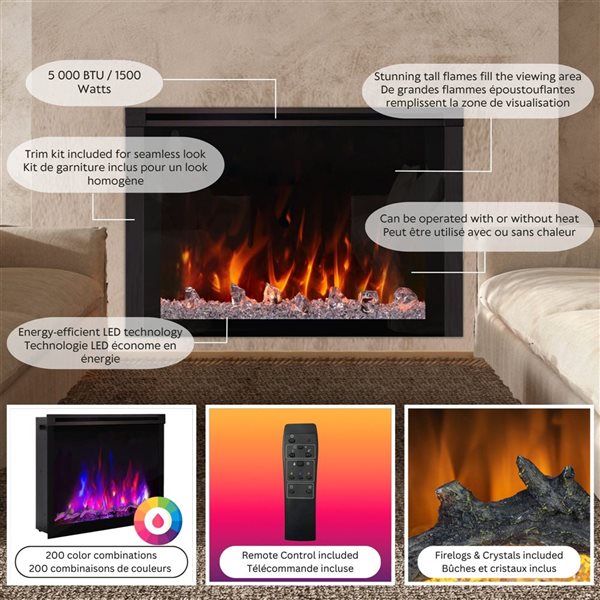 ActiveFlame Pro Series 36-in Electric Fireplace Insert