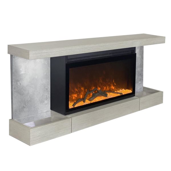 ActiveFlame Home Décor Series Fireplace Floating Mantel Shelf with Lighting - Urban Cement